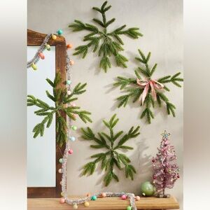 Anthropologie Faux Fir Snowflakes, Set of 4 Small NWT